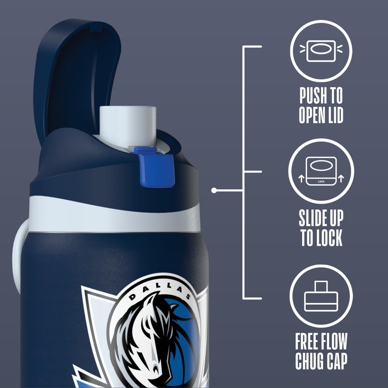 Hydrapeak x NBA Officially Licensed Dallas Mavericks Oasis 32 oz Water Bottle with Chug Lid Push Button, Stainless Steel Water Bottle No Straw, 32 oz Insulated Water Bottle - Image 3